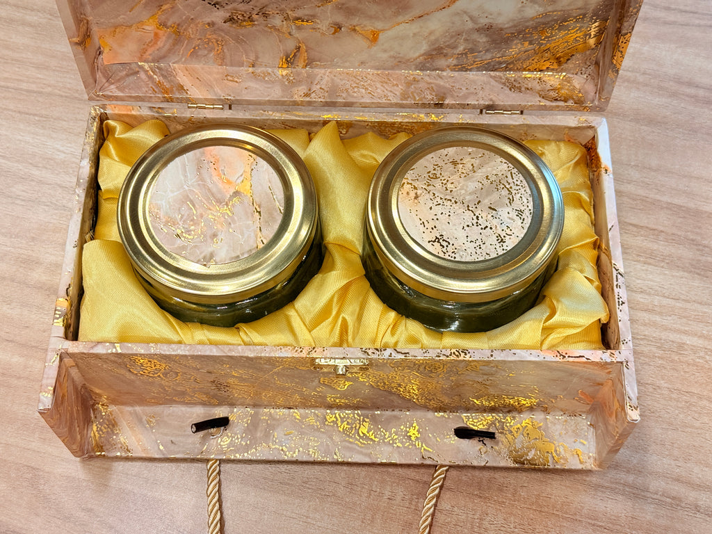 2 Jars Green Foil Carry Bag Style Gift Box