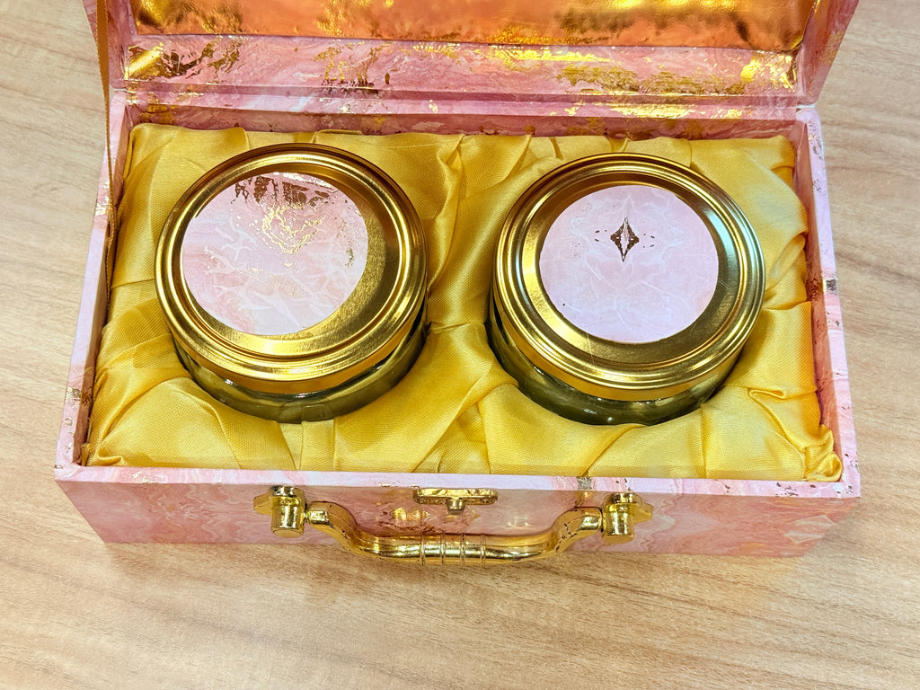 2 Jars Pink Foil Hamper Gift Box