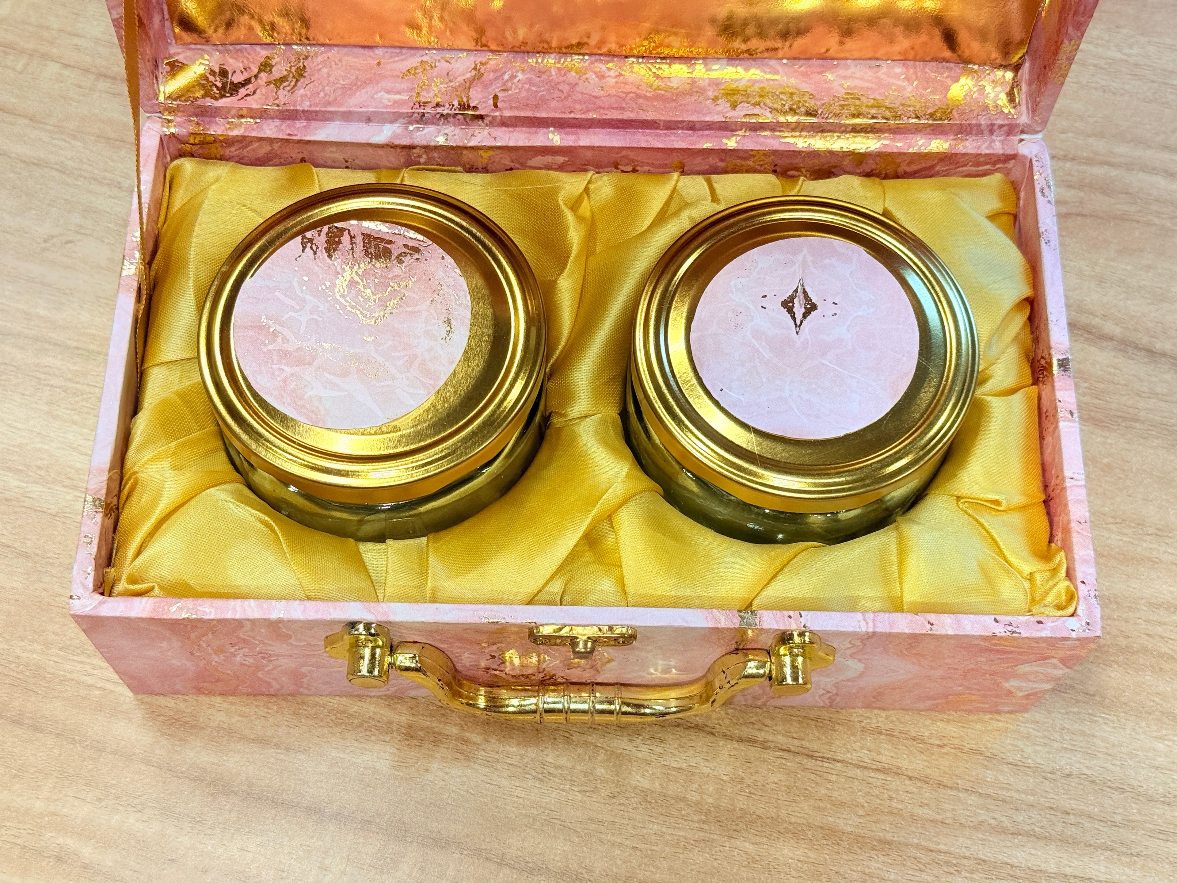 2 Jars Pink Foil Hamper Gift Box
