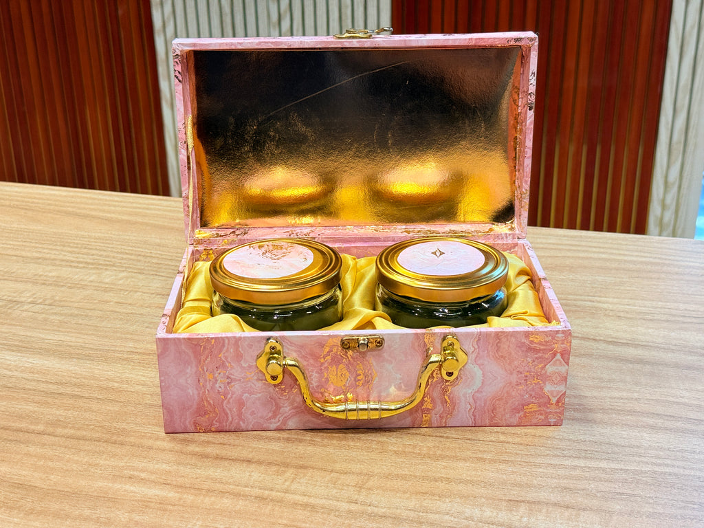 2 Jars Pink Foil Hamper Gift Box
