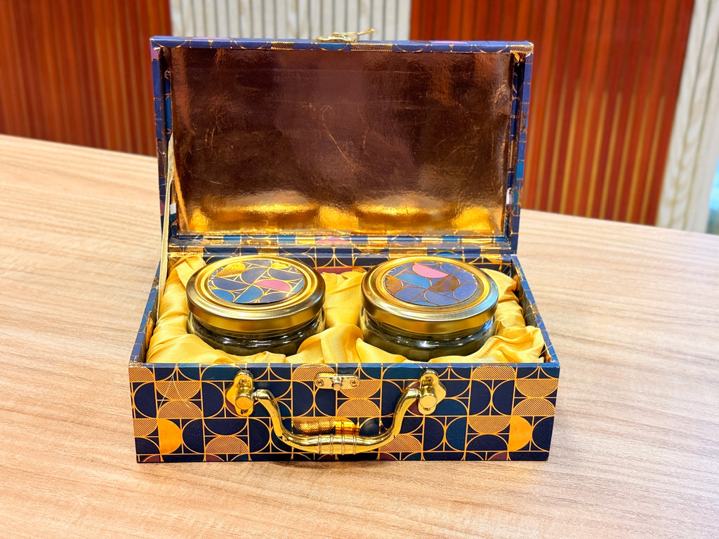 2 Jars Dark Blue Foil Hamper Gift Box