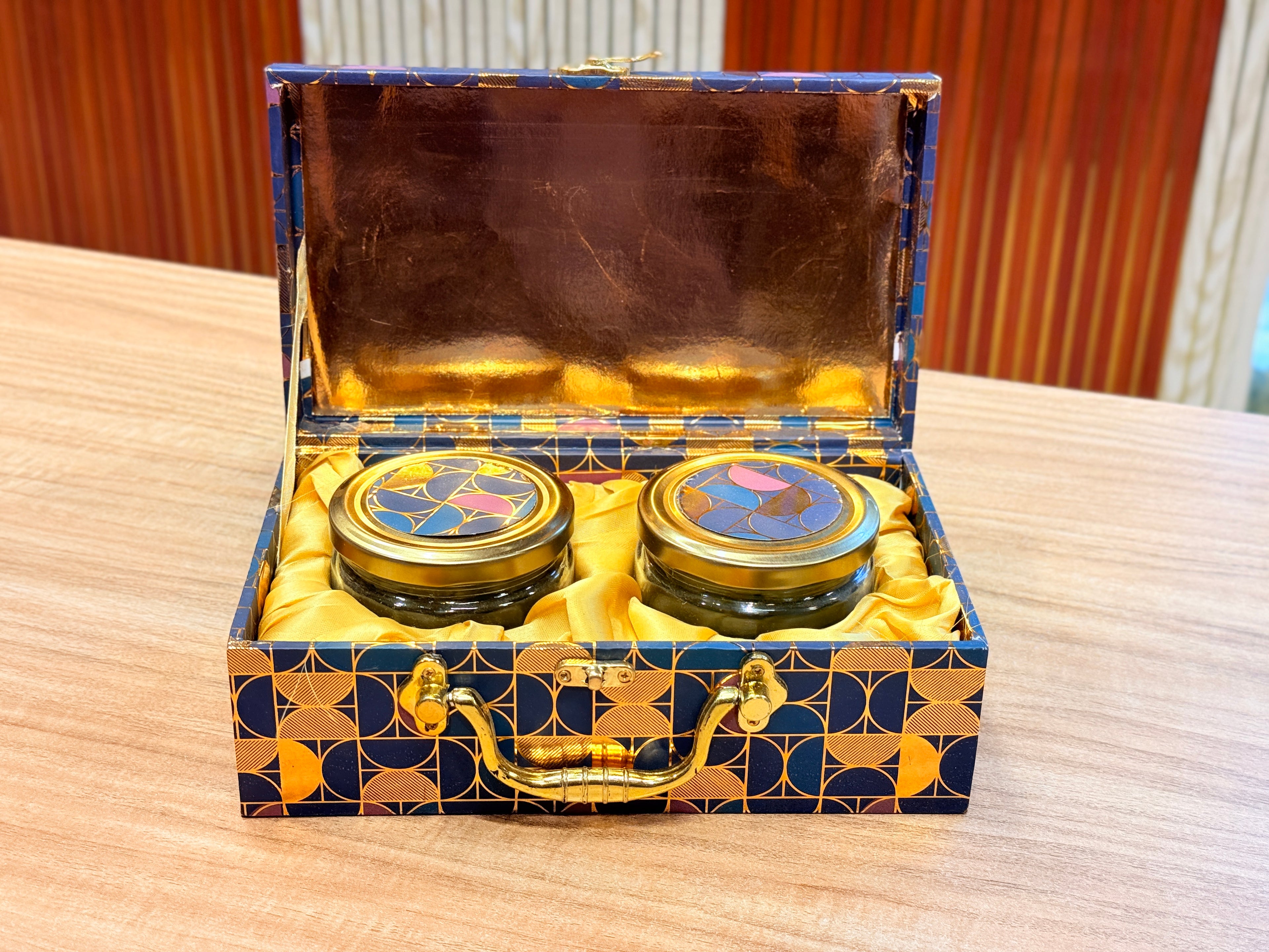 2 Jars Dark Blue Foil Hamper Gift Box