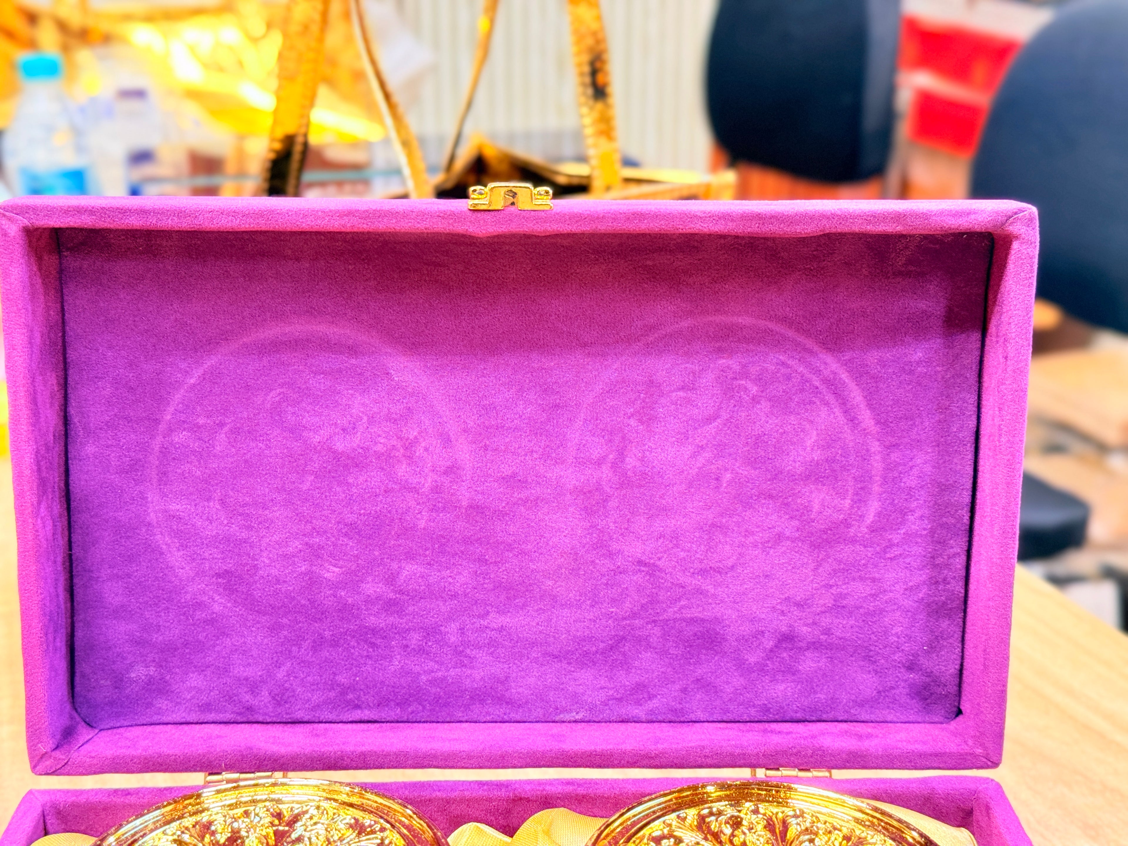 2 Jar Purple Glass Peacock Mirror Gift Box