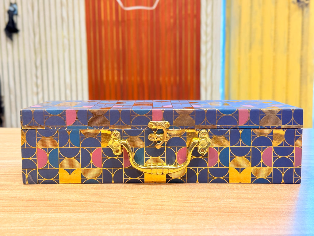 3 JAR Dark Blue Gold FOIL PRINT Royal  Lattice Luxury  GIFT Box