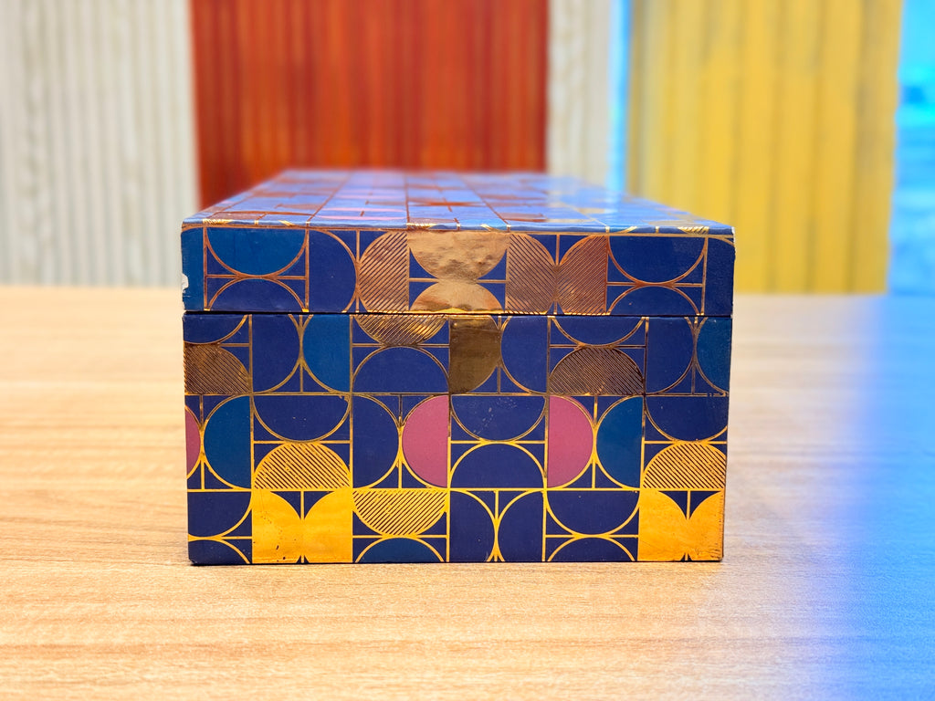 3 JAR Dark Blue Gold FOIL PRINT Royal  Lattice Luxury  GIFT Box