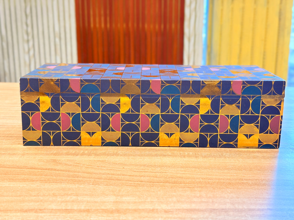 3 JAR Dark Blue Gold FOIL PRINT Royal  Lattice Luxury  GIFT Box