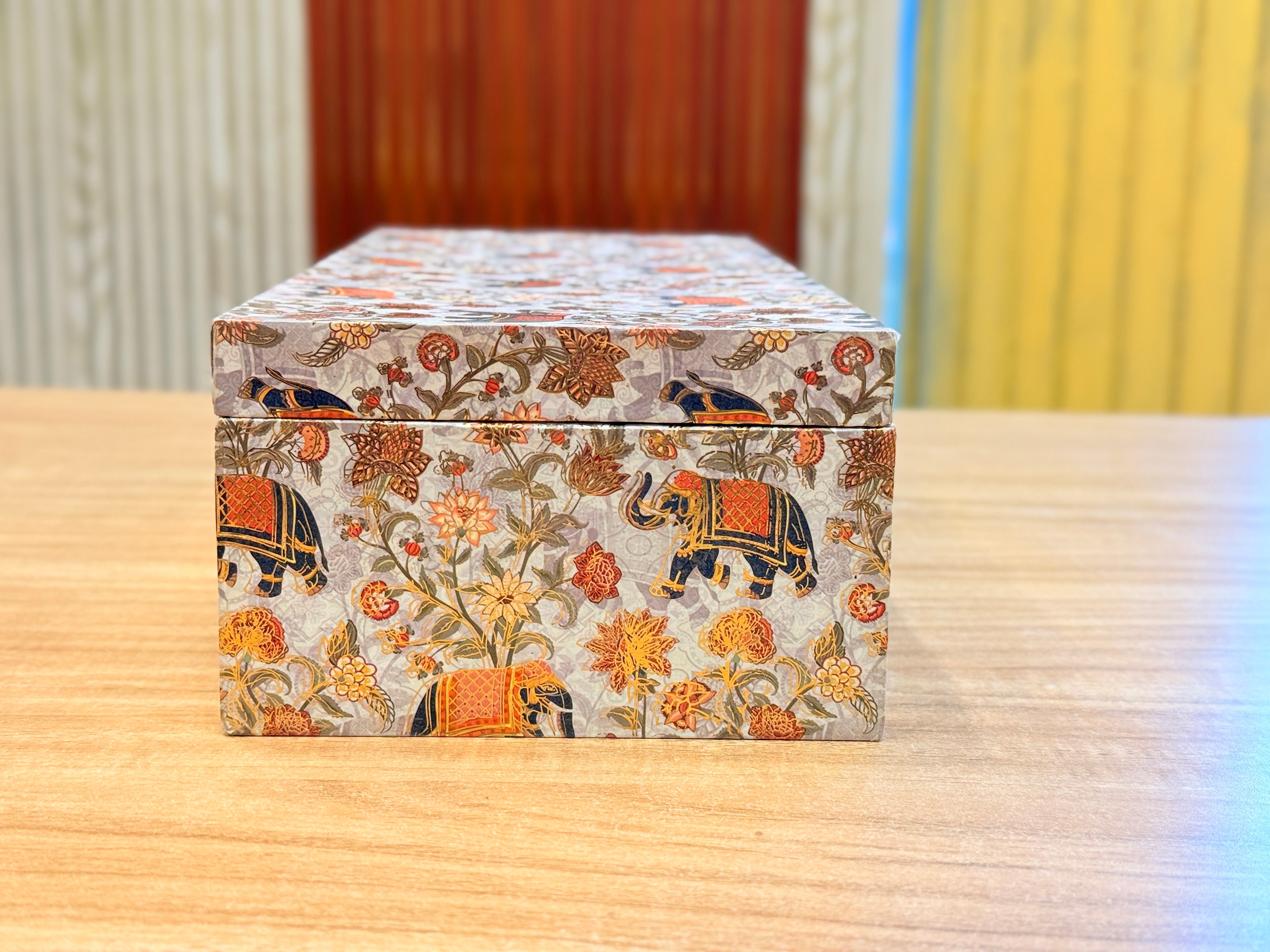 3 JAR Royal Elephant FOIL PRINT Heritage Hamper Box