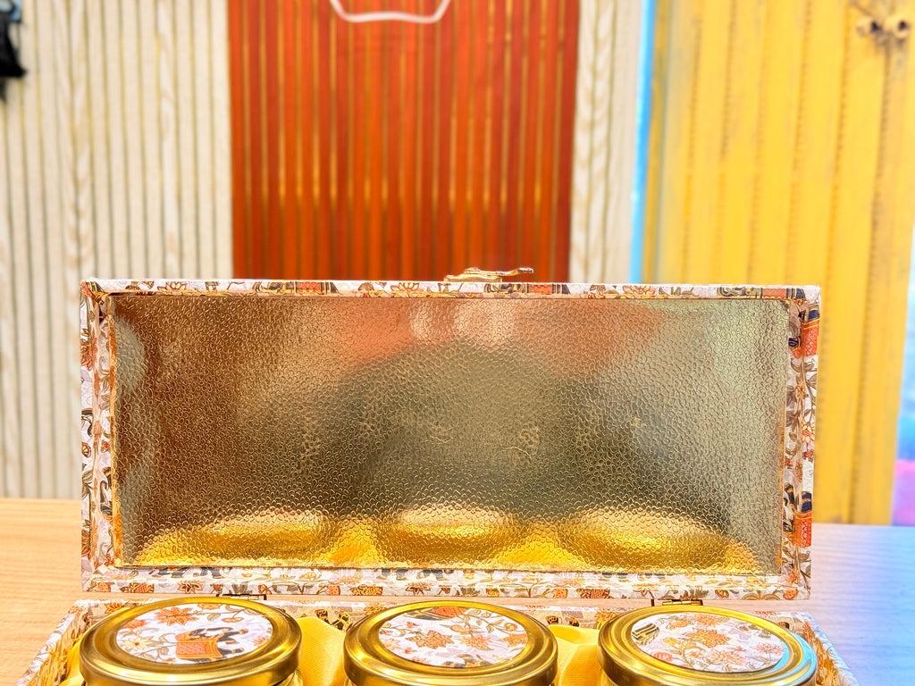 3 JAR Royal Elephant FOIL PRINT Heritage Hamper Box