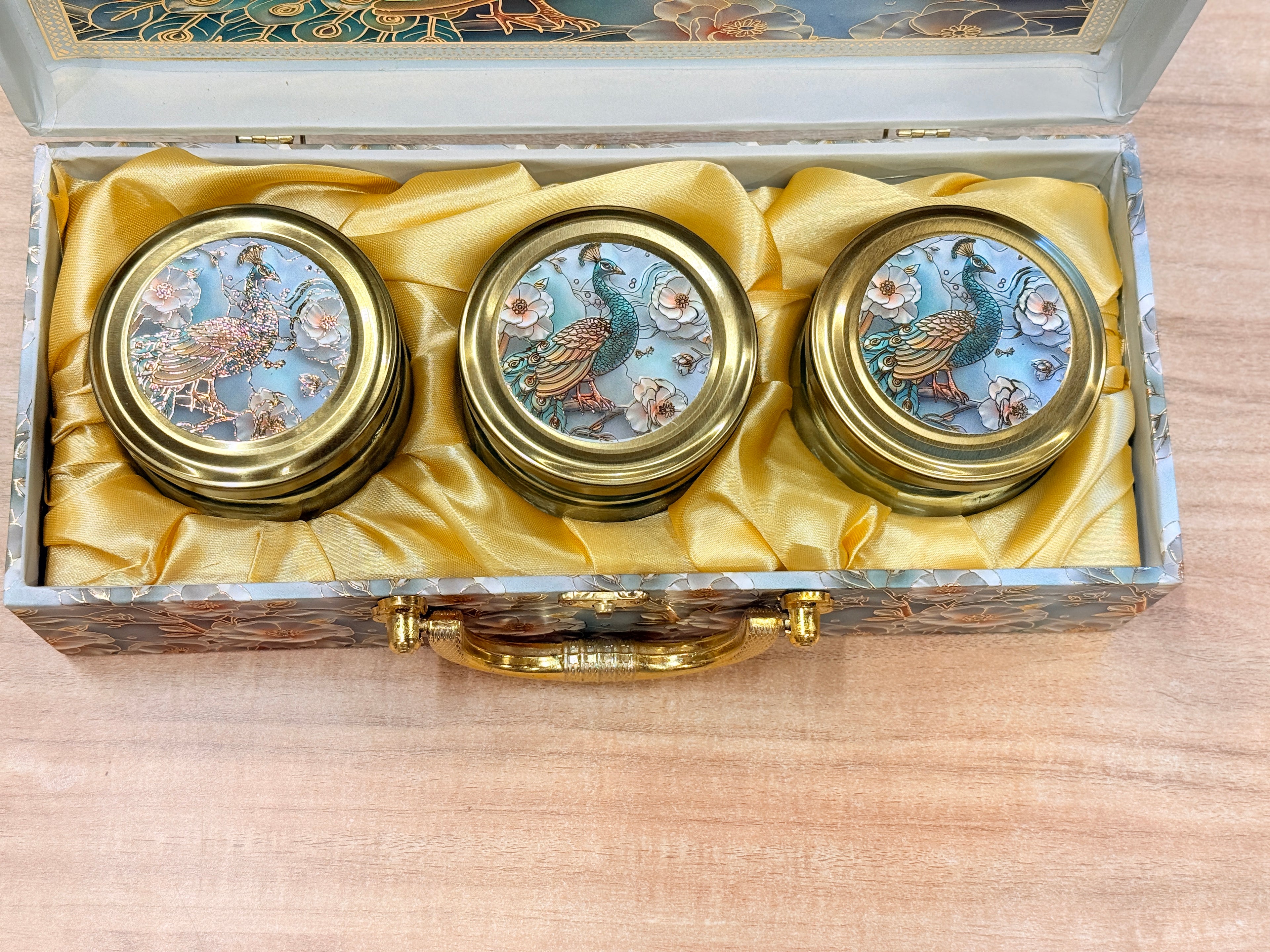 3 JAR Green Single Peacock MGI Royal Heritage PRINT GIFT BOX