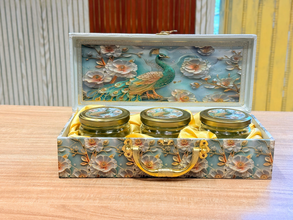 3 JAR Green Single Peacock MGI Royal Heritage PRINT GIFT BOX
