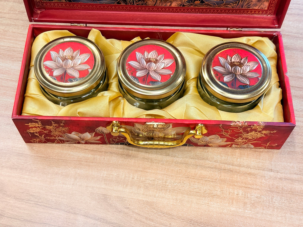 3 JAR Lotus Red MGI Royal Heritage PRINT GIFT BOX