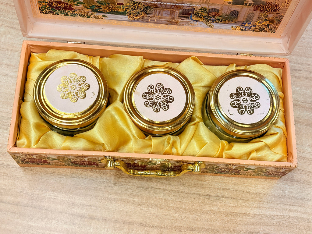 3 JAR Pink Peacock MGI Royal Heritage PRINT GIFT BOX