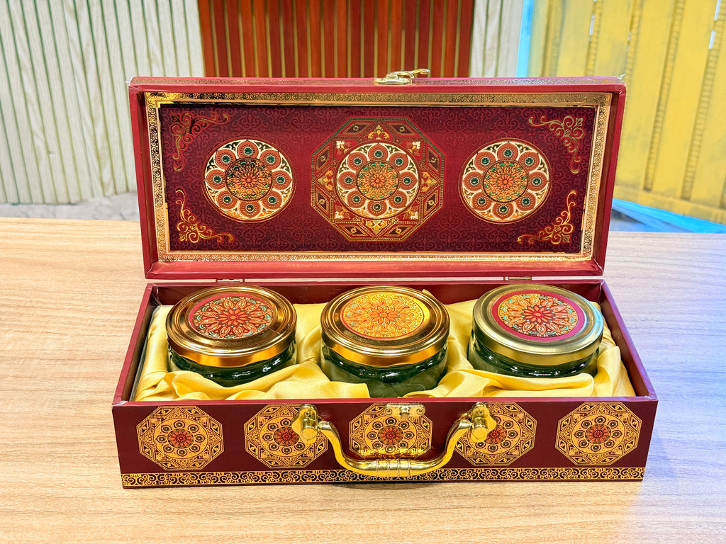 3 JAR MAROON MGI Royal Heritage PRINT GIFT BOX