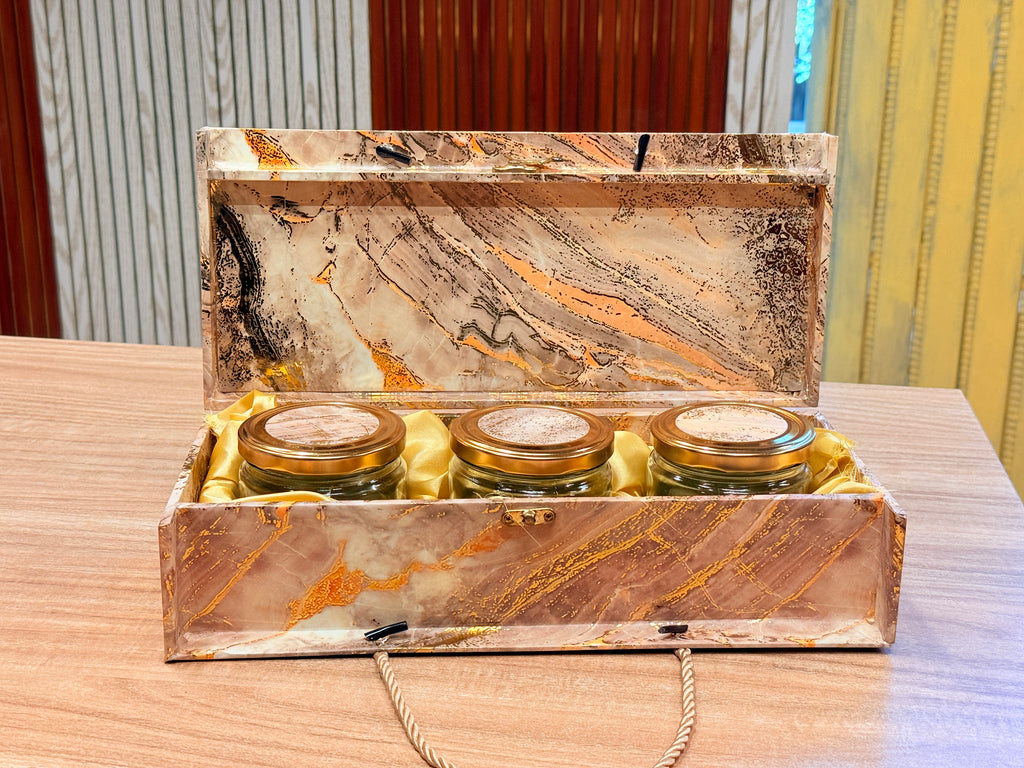 3 Jar Green Foil Carry Bag Style  Box