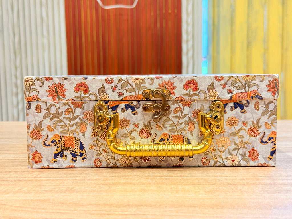 4 JAR Elephant FOIL Floral Heritage Hamper Box