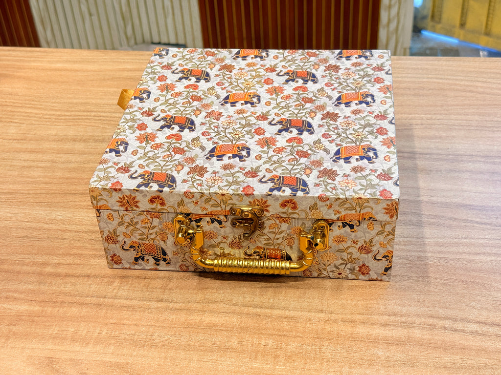 4 JAR Elephant FOIL Floral Heritage Hamper Box