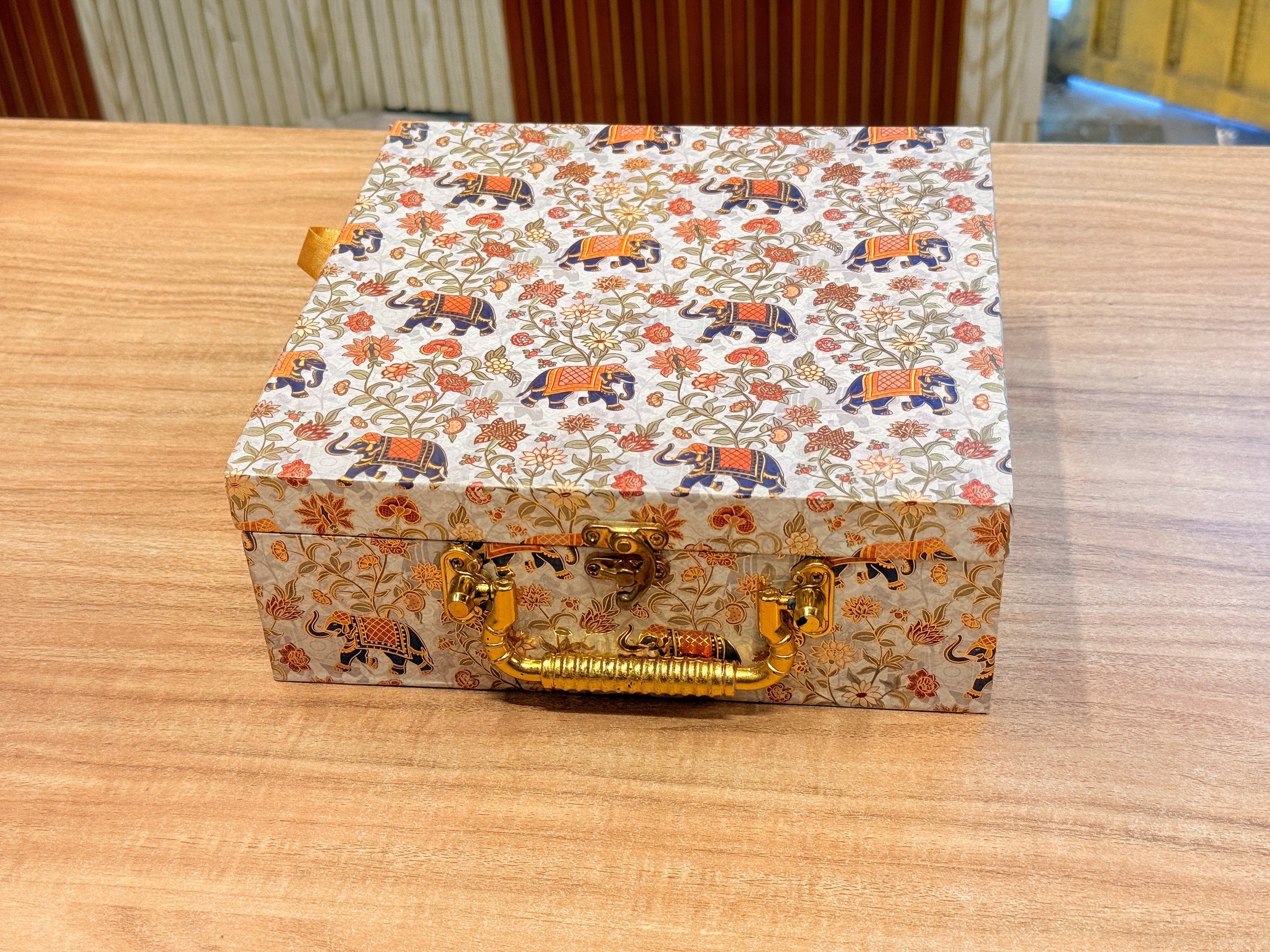 4 JAR Elephant FOIL Floral Heritage Hamper Box