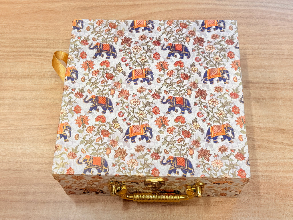 4 JAR Elephant FOIL Floral Heritage Hamper Box