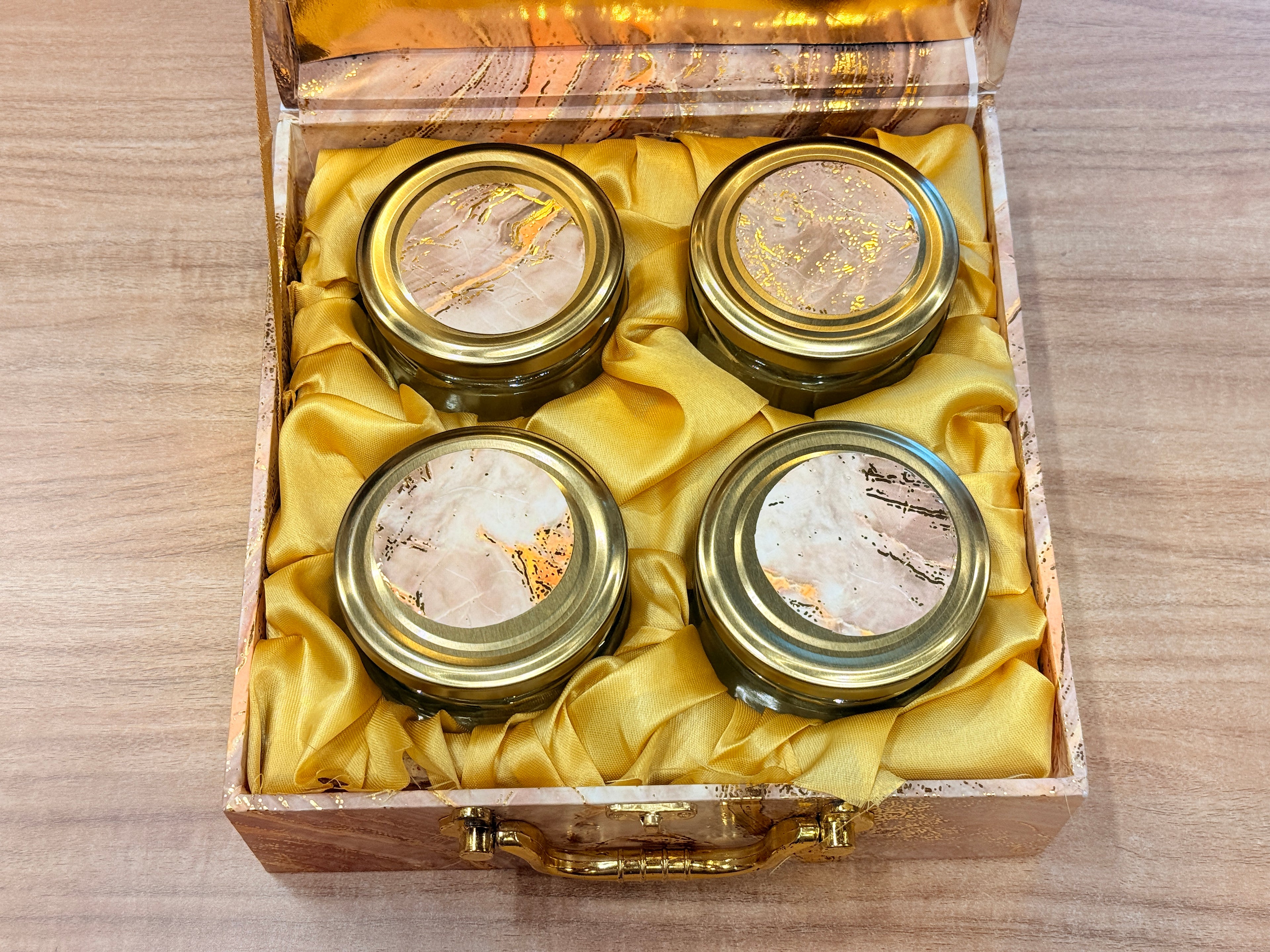 4 JAR GREEN Marble Foil Luxury Hamper Box