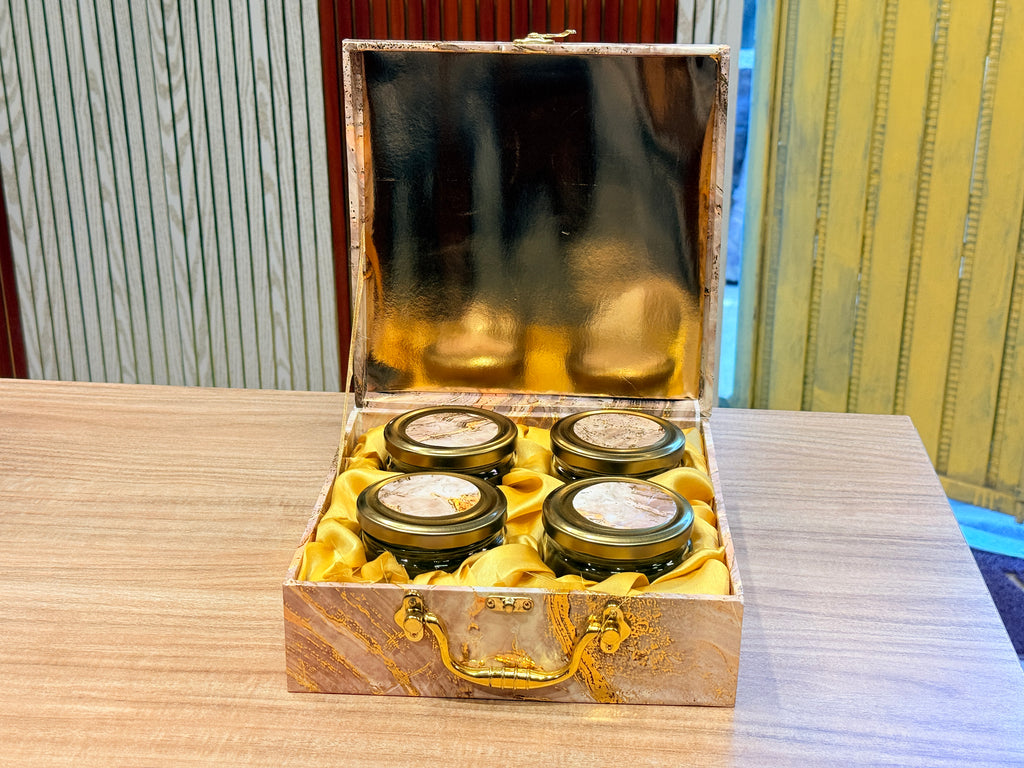 4 JAR GREEN Marble Foil Luxury Hamper Box