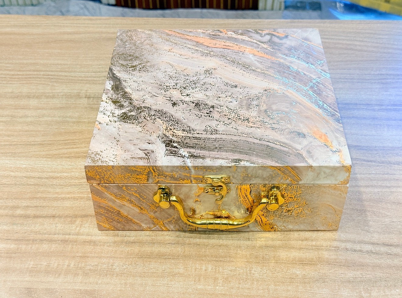 4 JAR GREEN Marble Foil Luxury Hamper Box