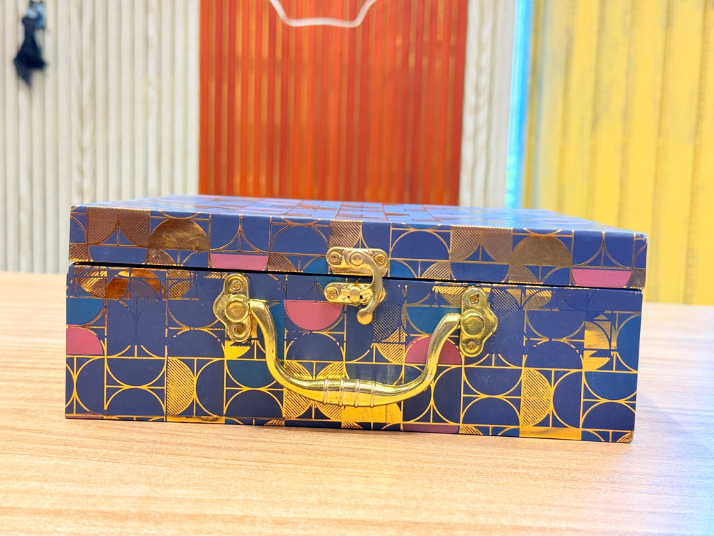 4 JAR Dark Blue Gold FOIL PRINT Royal  Lattice Luxury  GIFT Box
