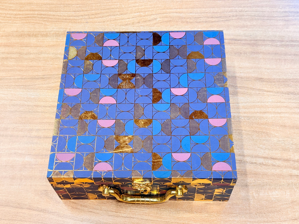 4 JAR Dark Blue Gold FOIL PRINT Royal  Lattice Luxury  GIFT Box