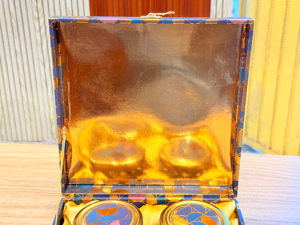 4 JAR Dark Blue Gold FOIL PRINT Royal  Lattice Luxury  GIFT Box