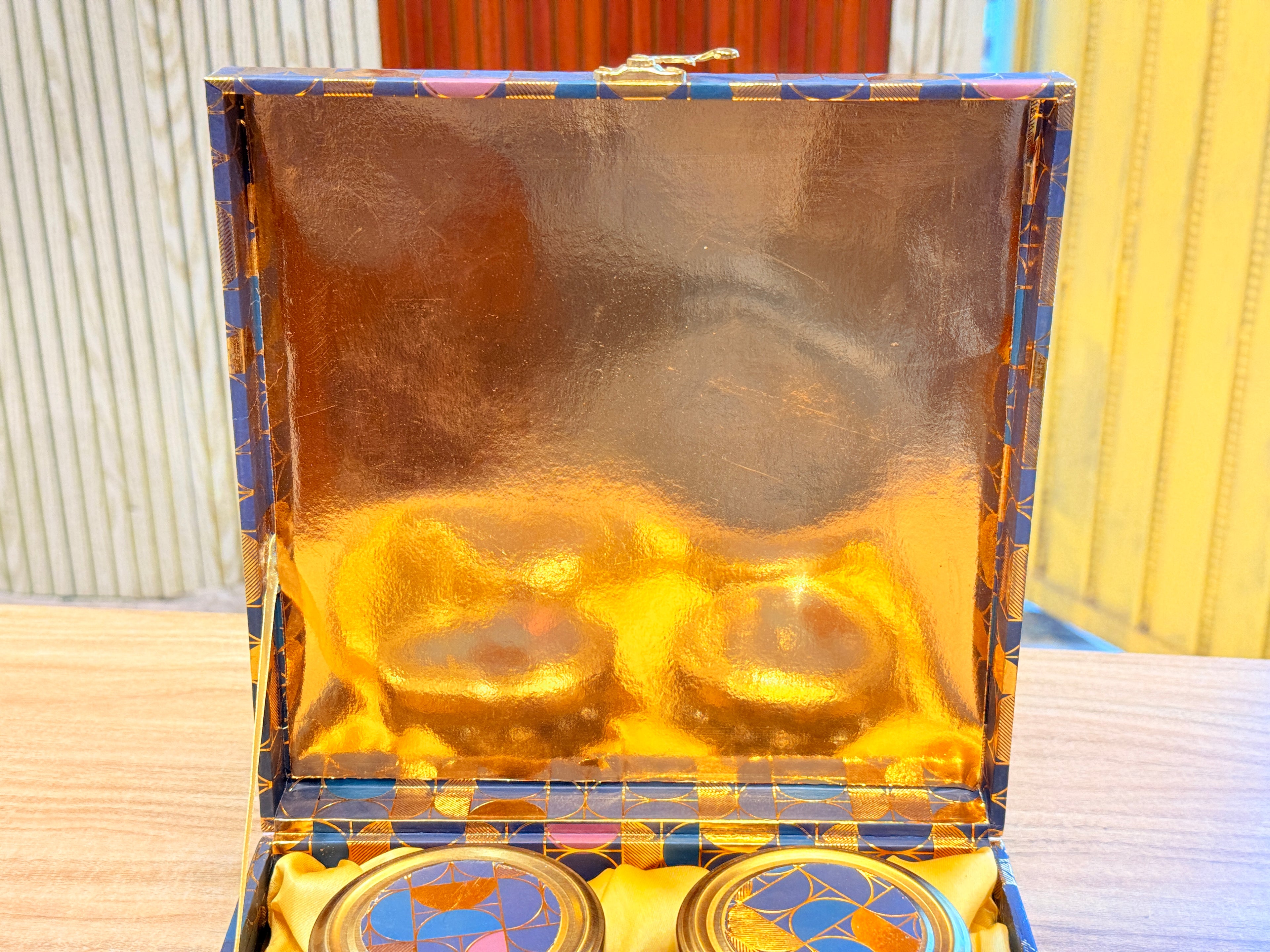 4 JAR Dark Blue Gold FOIL PRINT Royal  Lattice Luxury  GIFT Box