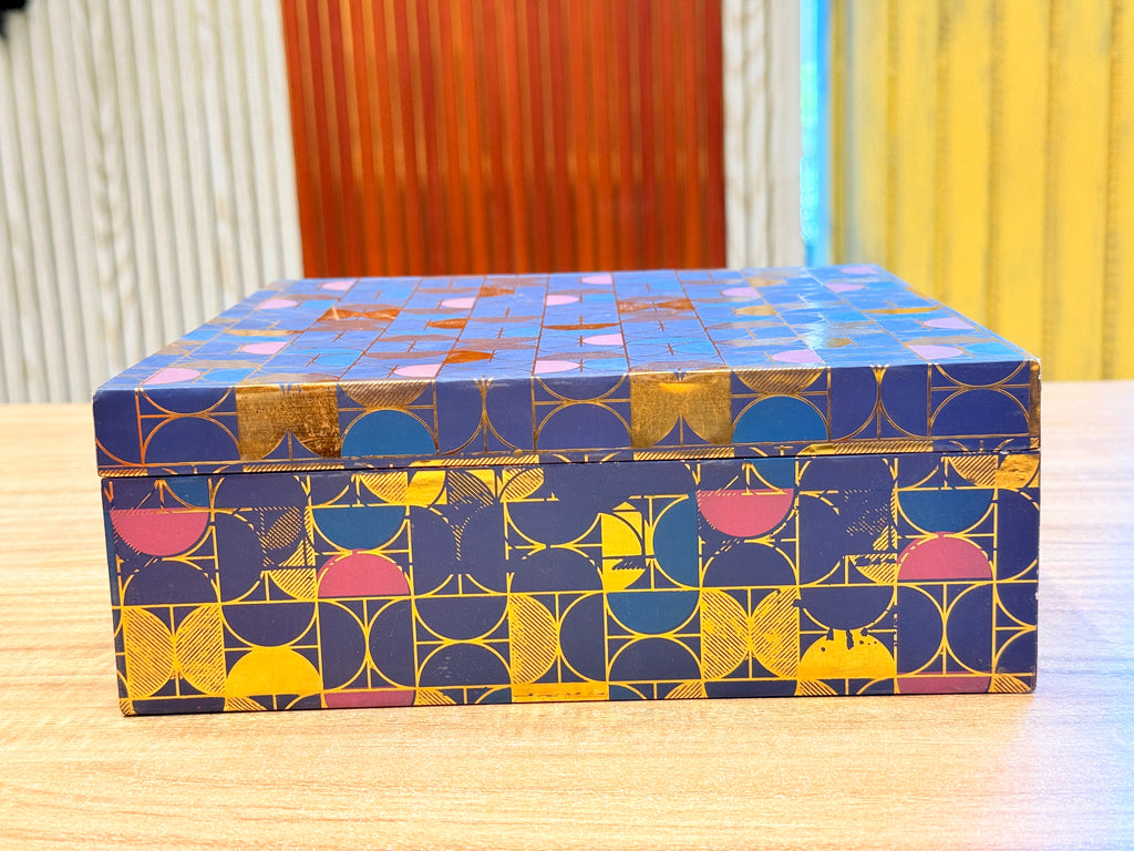 4 JAR Dark Blue Gold FOIL PRINT Royal  Lattice Luxury  GIFT Box