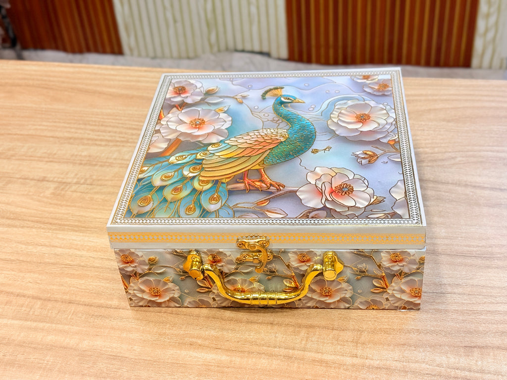 4 Jar Single Peacock Floral Green Heritage Hamper Box