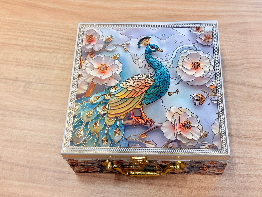 4 Jar Single Peacock Floral Green Heritage Hamper Box