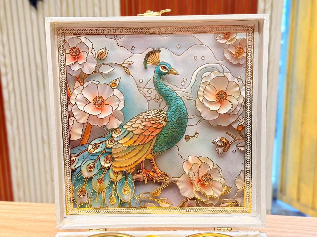 4 Jar Single Peacock Floral Green Heritage Hamper Box