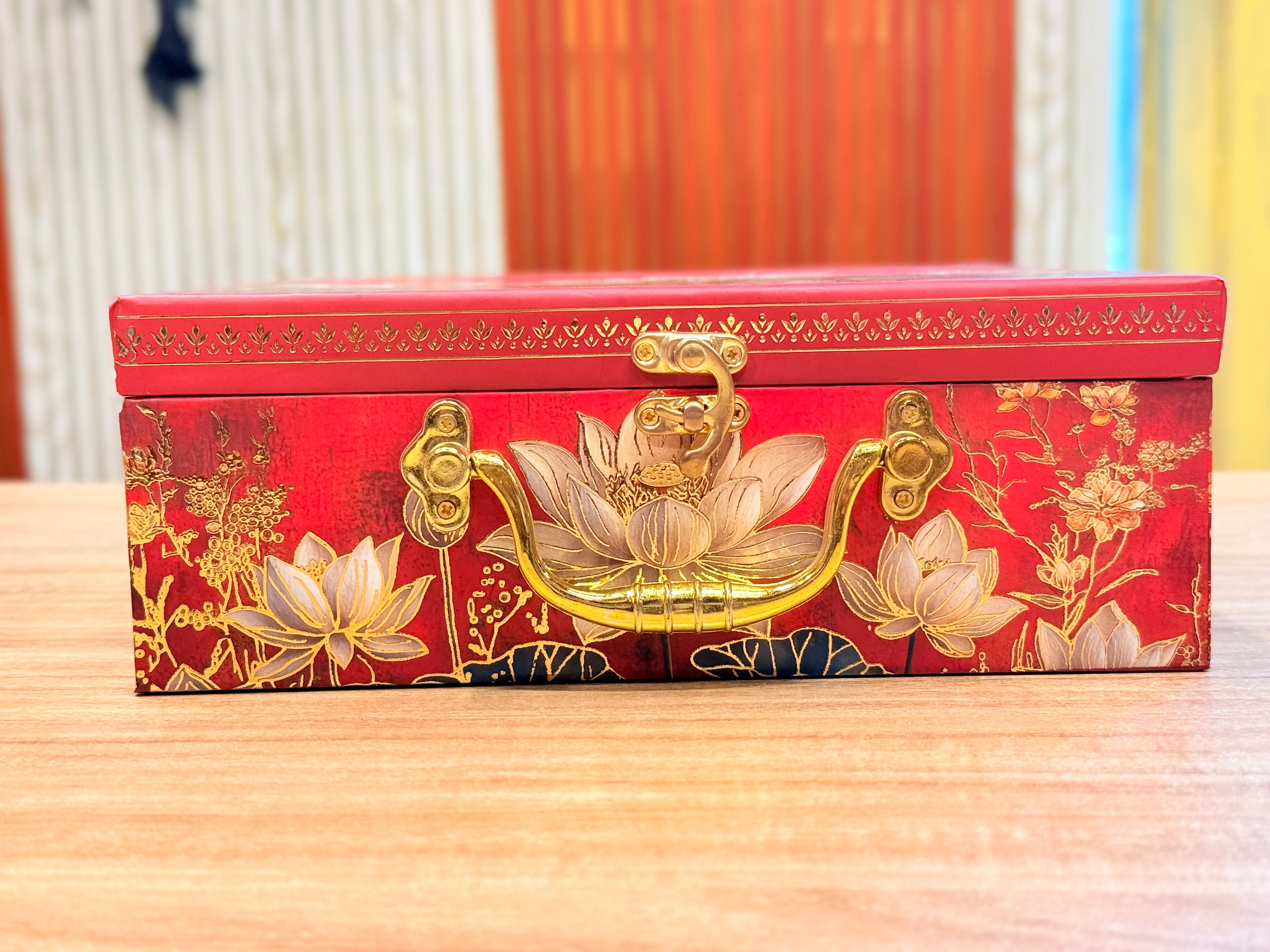 4 Jar Lotus print MGI Royal Mandala Gift Box with Handle