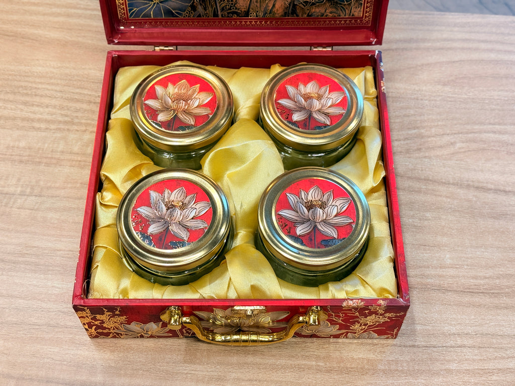 4 Jar Lotus print MGI Royal Mandala Gift Box with Handle