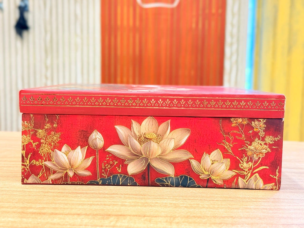 4 Jar Lotus print MGI Royal Mandala Gift Box with Handle