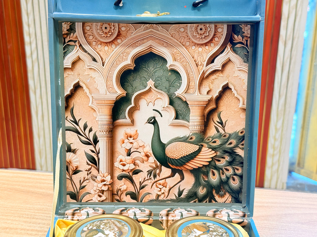 4 JAR GREEN PEACOCK CARRY BAG STYLE MGI BOX Royal Peacock