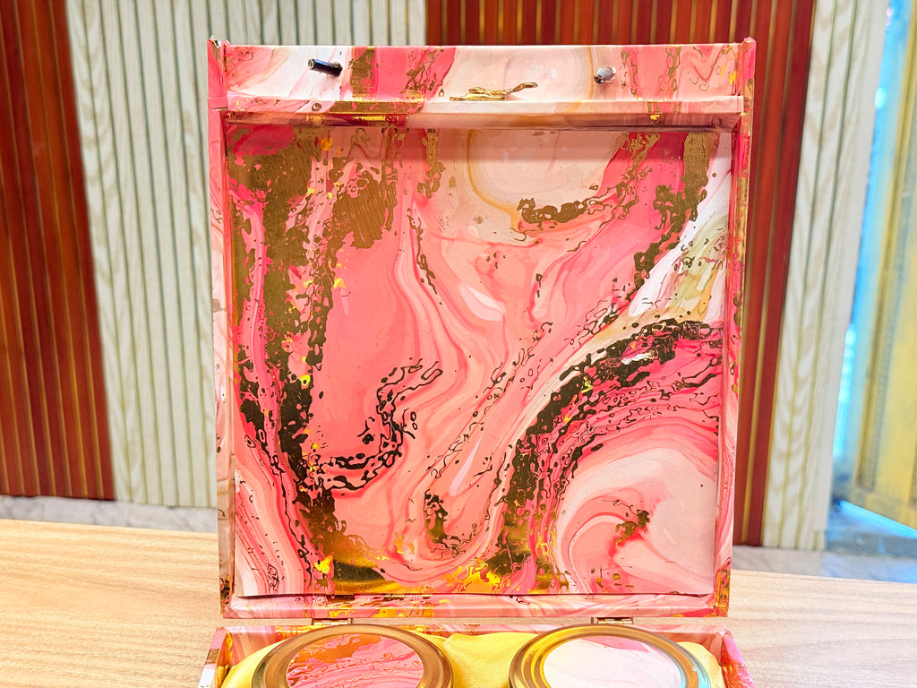 4 Jar Pink Foil Carry Bag style Hamper Box