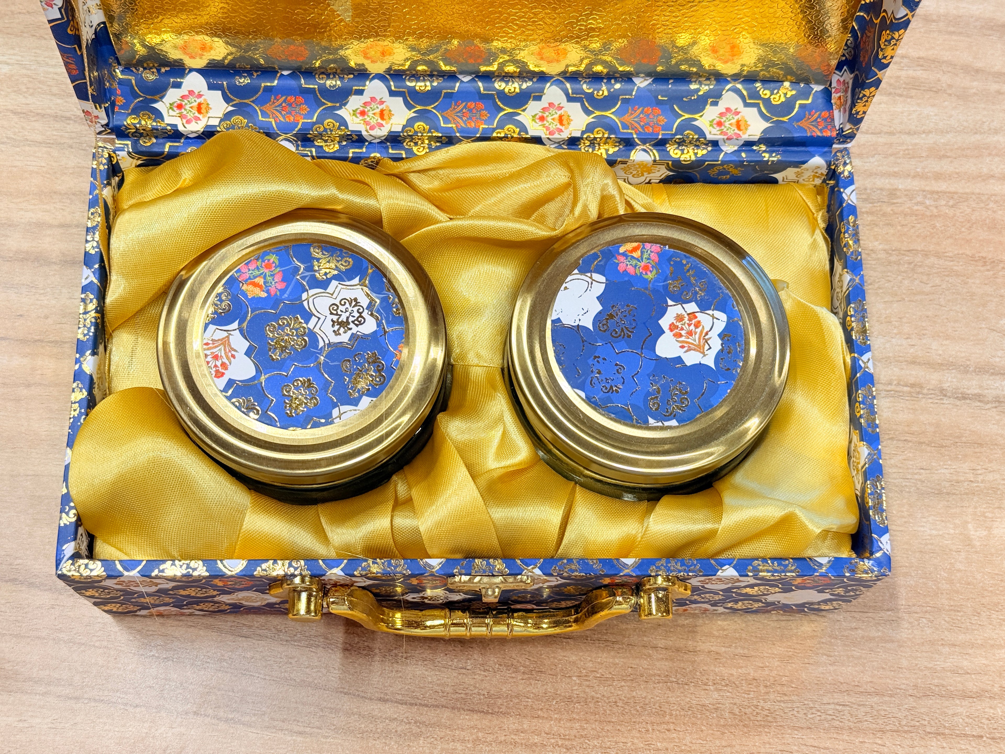 2 Jars Blue White Foil Hamper Gift Box