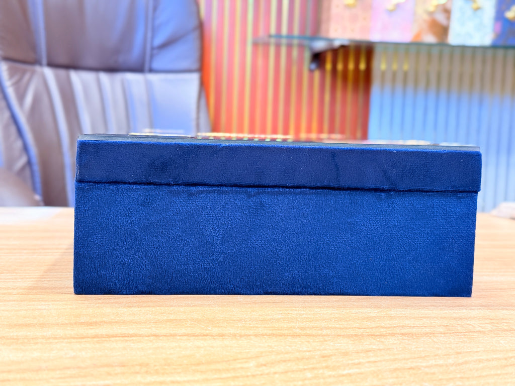6 Jar Mirror Royal Peacock Velvet  Box with Carry Bag Gift Box