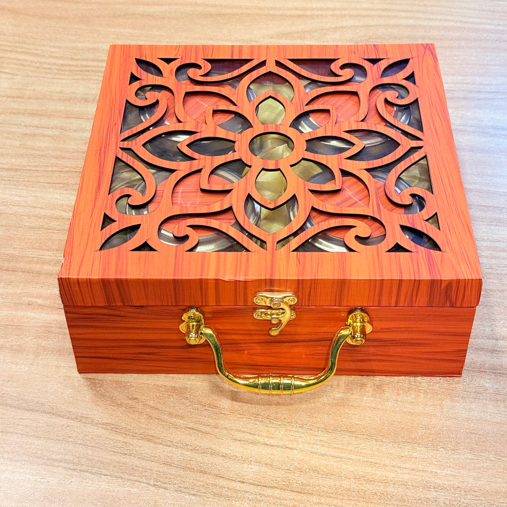 4 Jars Royal Peacock Laser-Cut Dry Fruit Hamper Box