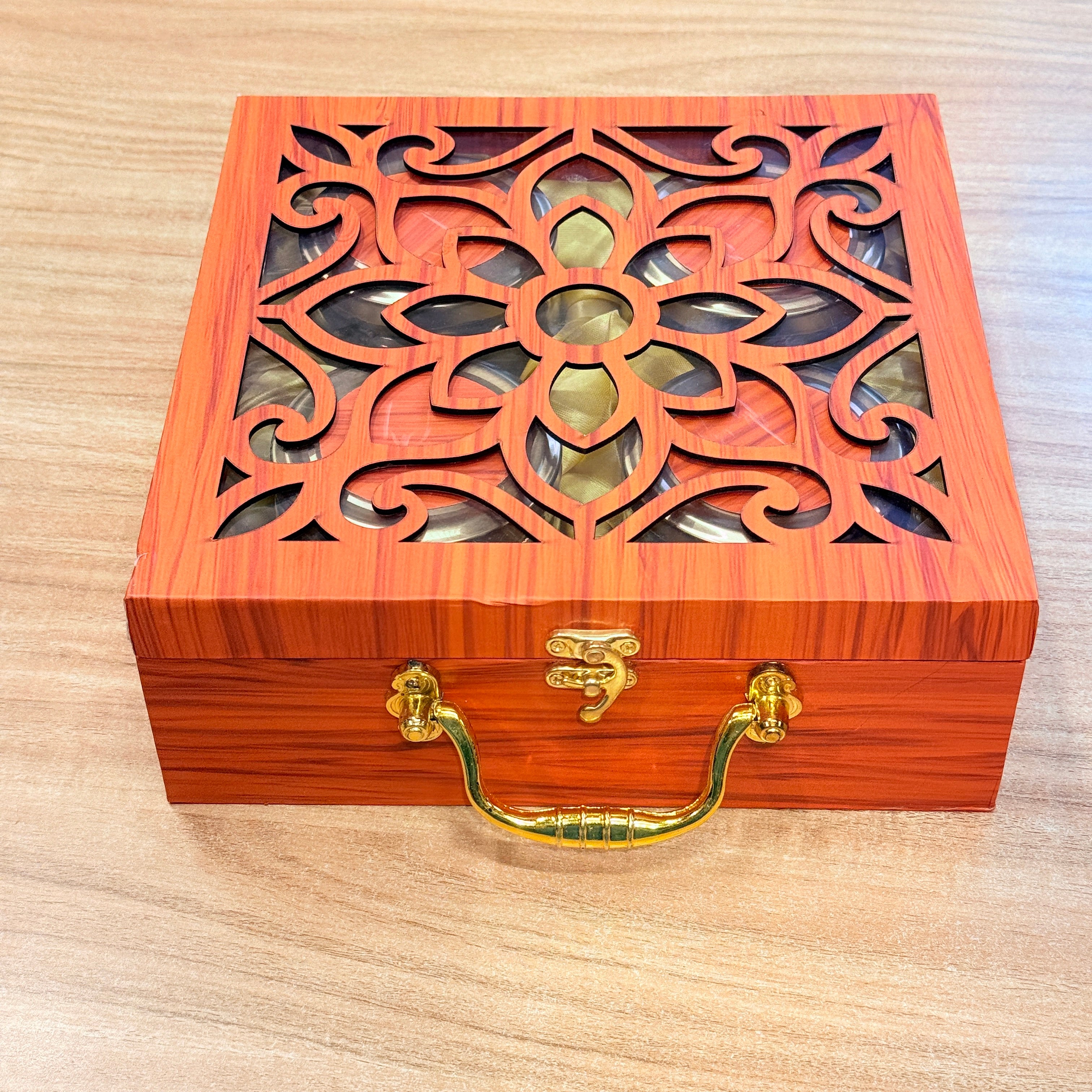 4 Jars Royal Peacock Laser-Cut Dry Fruit Hamper Box