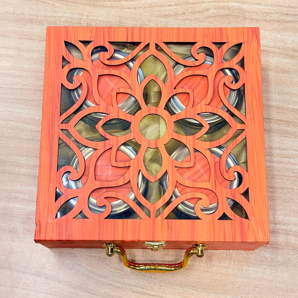 4 Jars Royal Peacock Laser-Cut Dry Fruit Hamper Box