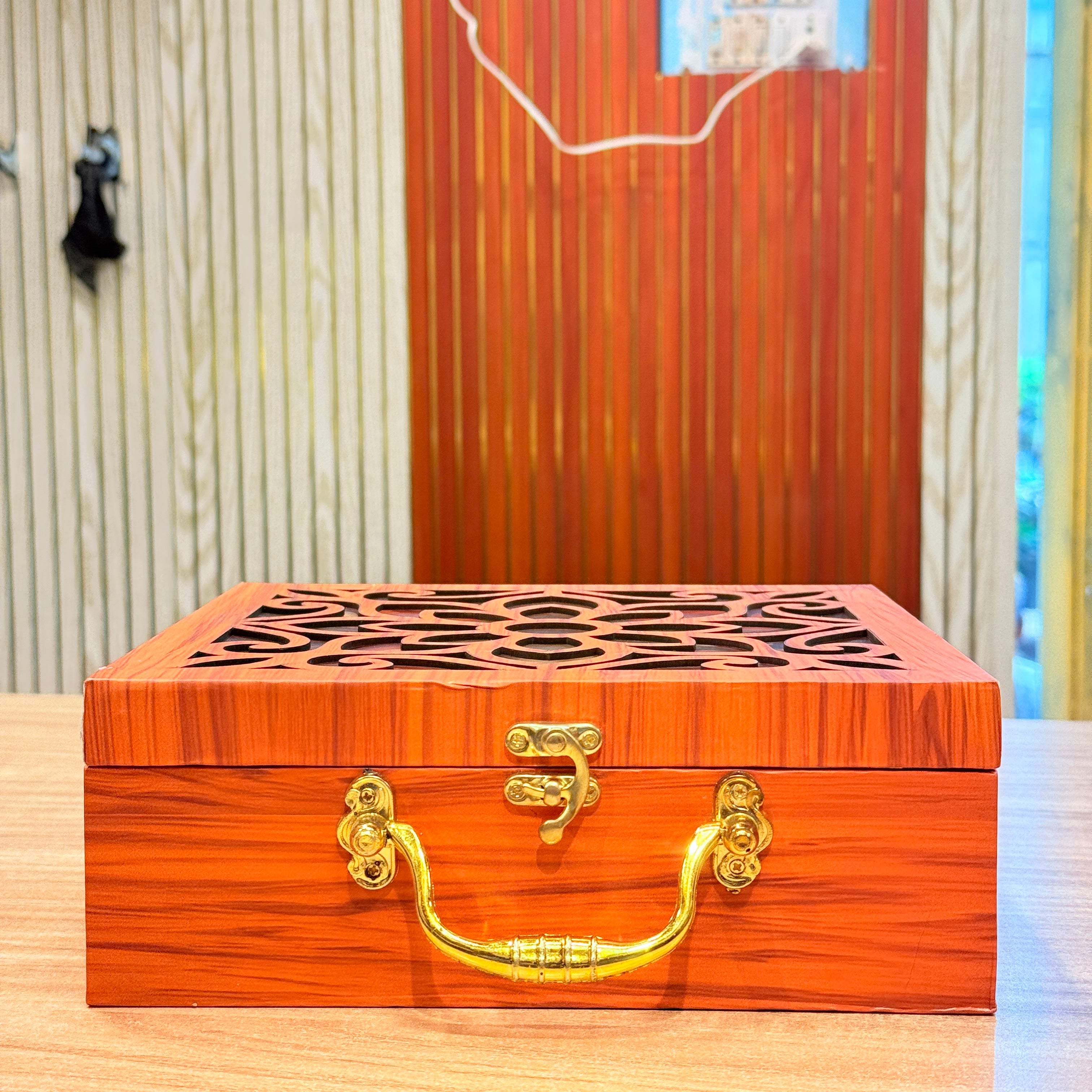 4 Jars Royal Peacock Laser-Cut Dry Fruit Hamper Box