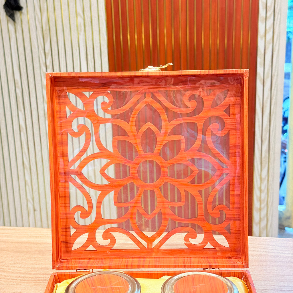 4 Jars Royal Peacock Laser-Cut Dry Fruit Hamper Box