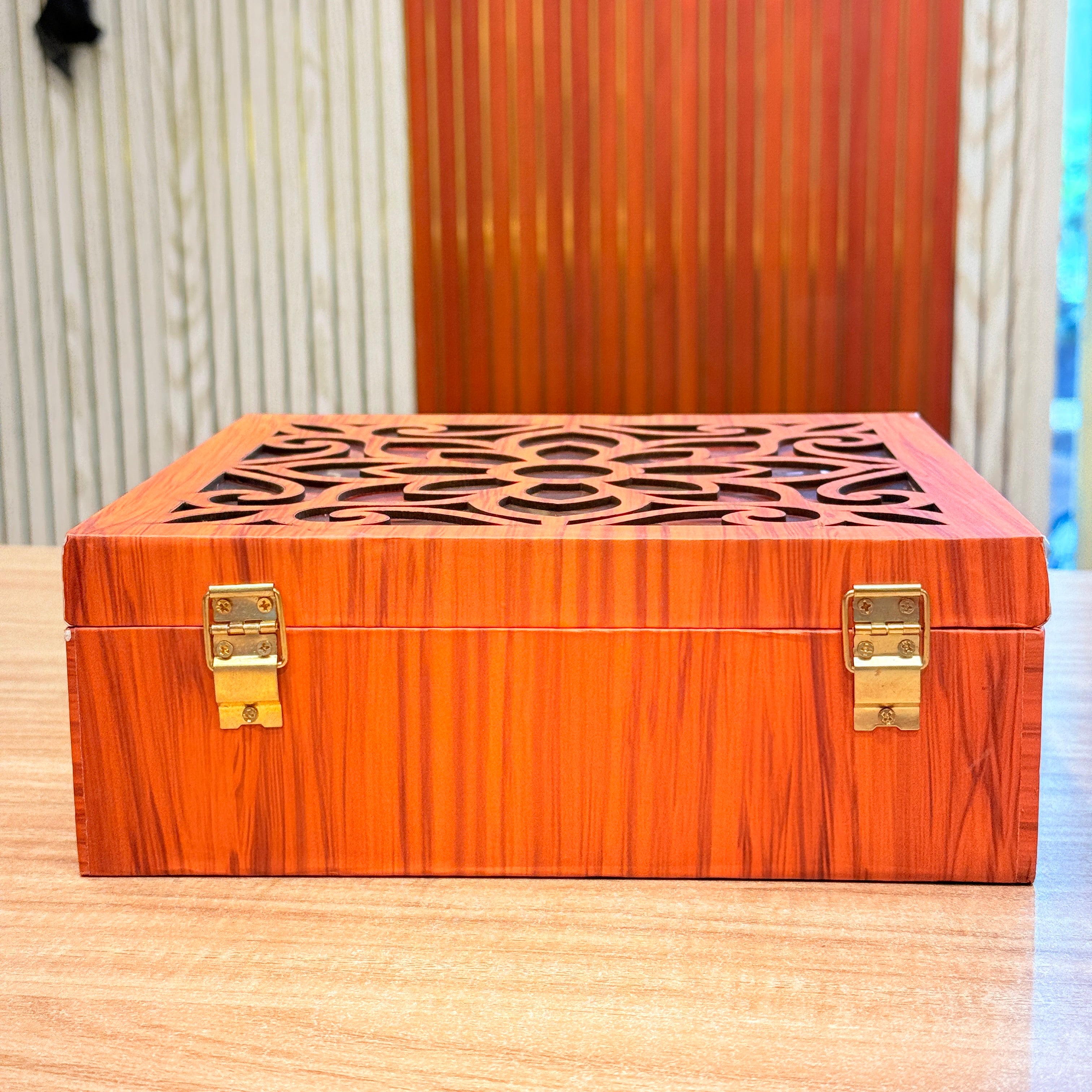 4 Jars Royal Peacock Laser-Cut Dry Fruit Hamper Box