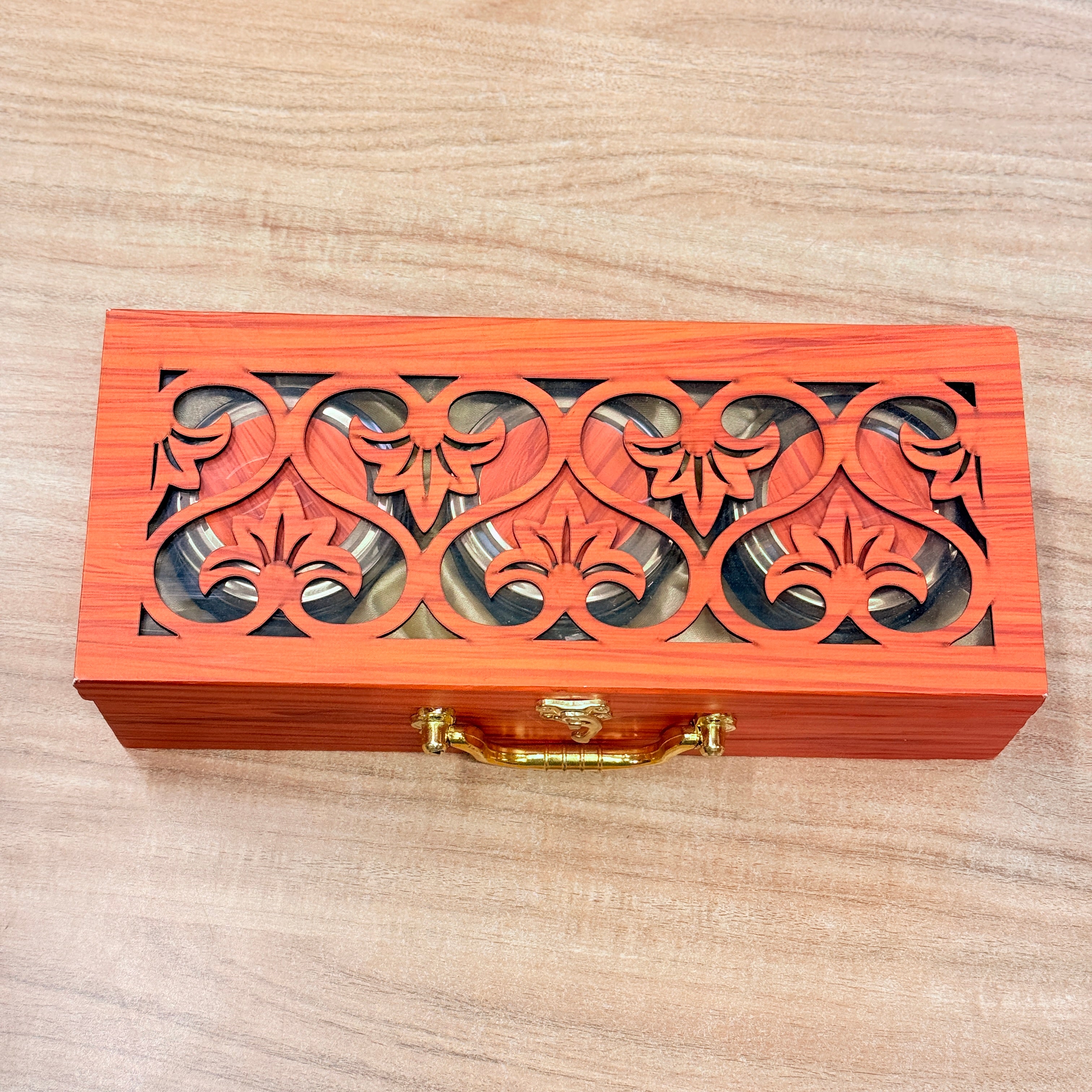 3 Jars Royal Peacock Laser-Cut Dry Fruit Hamper Box