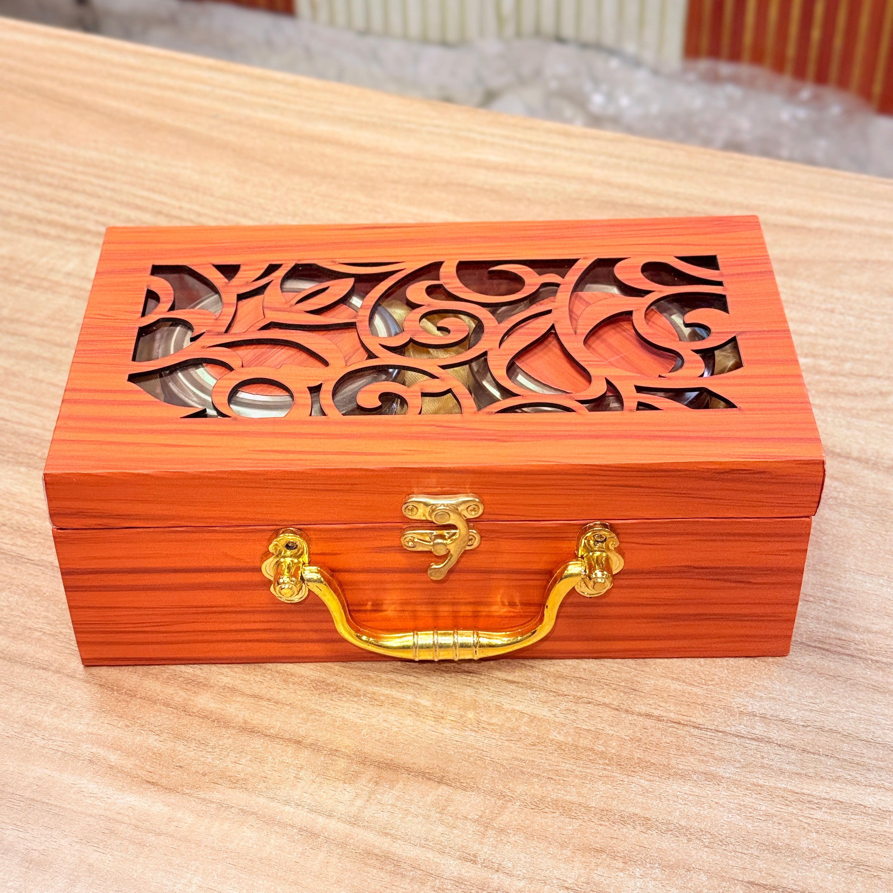 2 Jars Royal Peacock Laser-Cut Dry Fruit Hamper Box