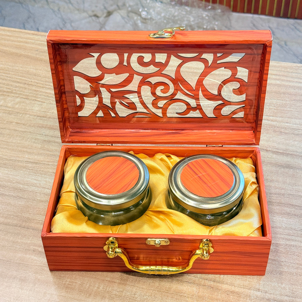 2 Jars Royal Peacock Laser-Cut Dry Fruit Hamper Box