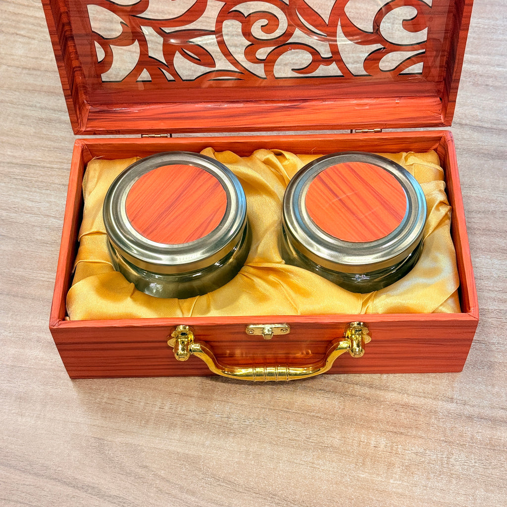 2 Jars Royal Peacock Laser-Cut Dry Fruit Hamper Box